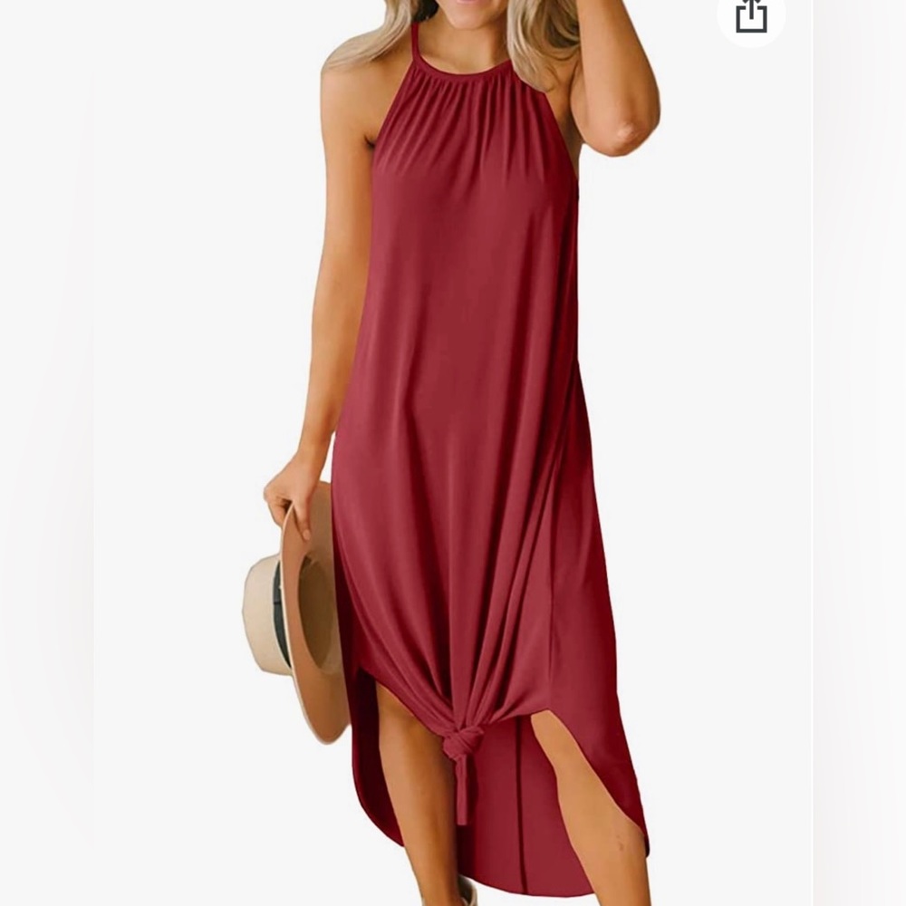 Double Zero split hem midi dress - L - muted red
